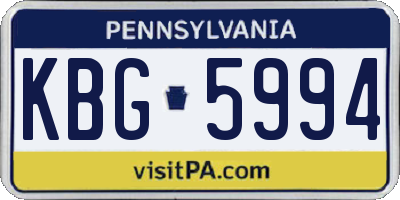 PA license plate KBG5994