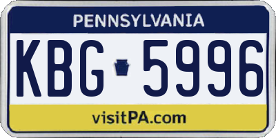 PA license plate KBG5996