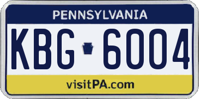 PA license plate KBG6004