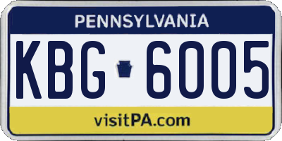 PA license plate KBG6005