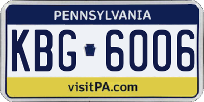 PA license plate KBG6006