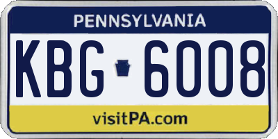 PA license plate KBG6008