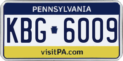 PA license plate KBG6009