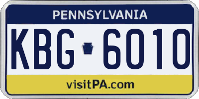 PA license plate KBG6010