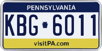 PA license plate KBG6011