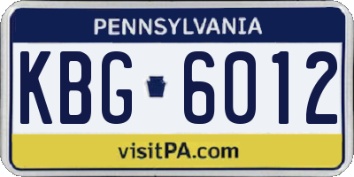 PA license plate KBG6012