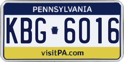 PA license plate KBG6016