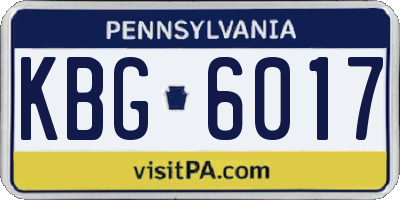 PA license plate KBG6017