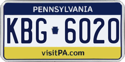 PA license plate KBG6020