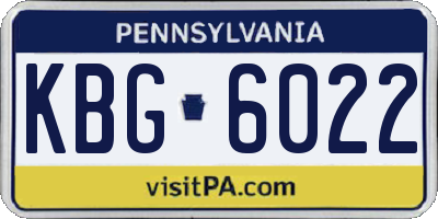 PA license plate KBG6022