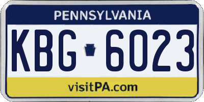 PA license plate KBG6023