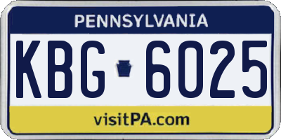 PA license plate KBG6025