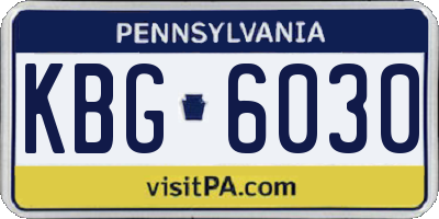 PA license plate KBG6030