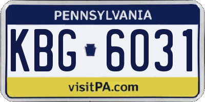 PA license plate KBG6031