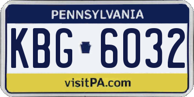 PA license plate KBG6032