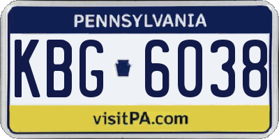 PA license plate KBG6038