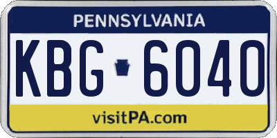PA license plate KBG6040