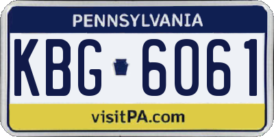 PA license plate KBG6061