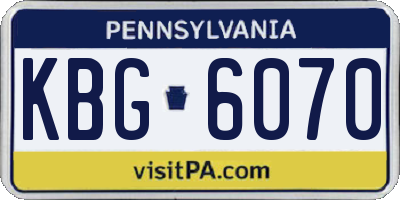 PA license plate KBG6070