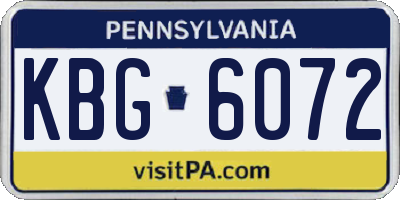 PA license plate KBG6072
