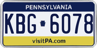 PA license plate KBG6078