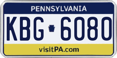 PA license plate KBG6080