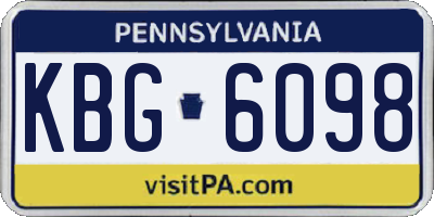 PA license plate KBG6098