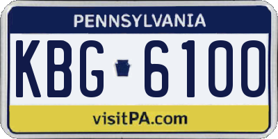 PA license plate KBG6100