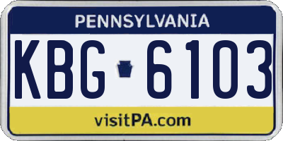 PA license plate KBG6103