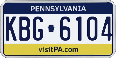 PA license plate KBG6104