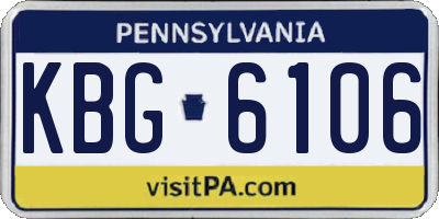 PA license plate KBG6106