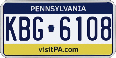 PA license plate KBG6108