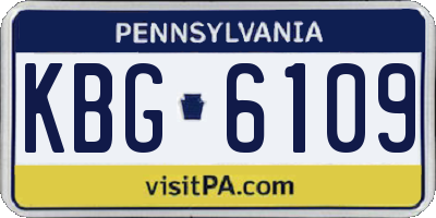 PA license plate KBG6109