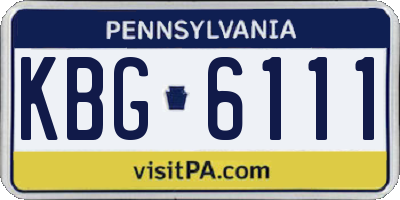 PA license plate KBG6111