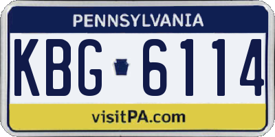PA license plate KBG6114