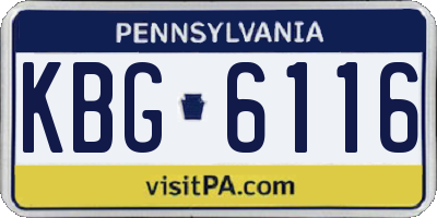 PA license plate KBG6116