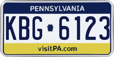 PA license plate KBG6123