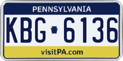 PA license plate KBG6136
