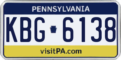 PA license plate KBG6138