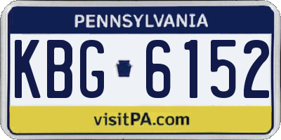 PA license plate KBG6152