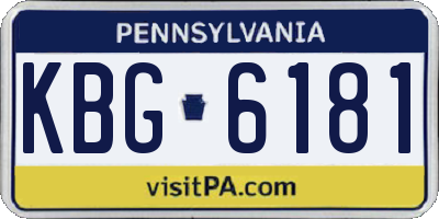 PA license plate KBG6181
