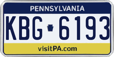 PA license plate KBG6193