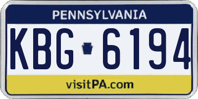 PA license plate KBG6194