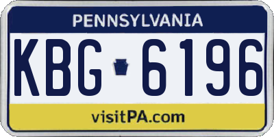 PA license plate KBG6196
