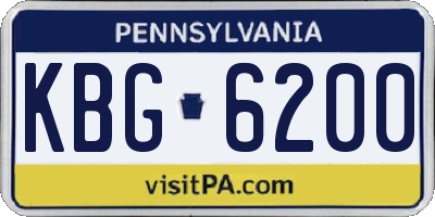 PA license plate KBG6200