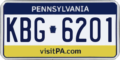 PA license plate KBG6201