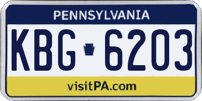 PA license plate KBG6203