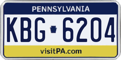 PA license plate KBG6204