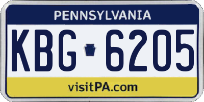 PA license plate KBG6205