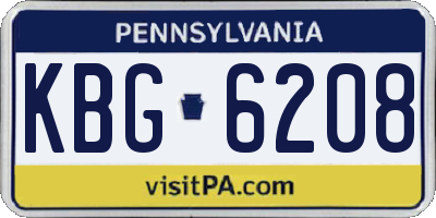 PA license plate KBG6208